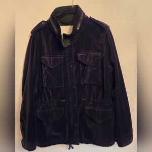 Denim & Supply Ralph Lauren Vintage Black Velvet Cotton Utility Jacket Large